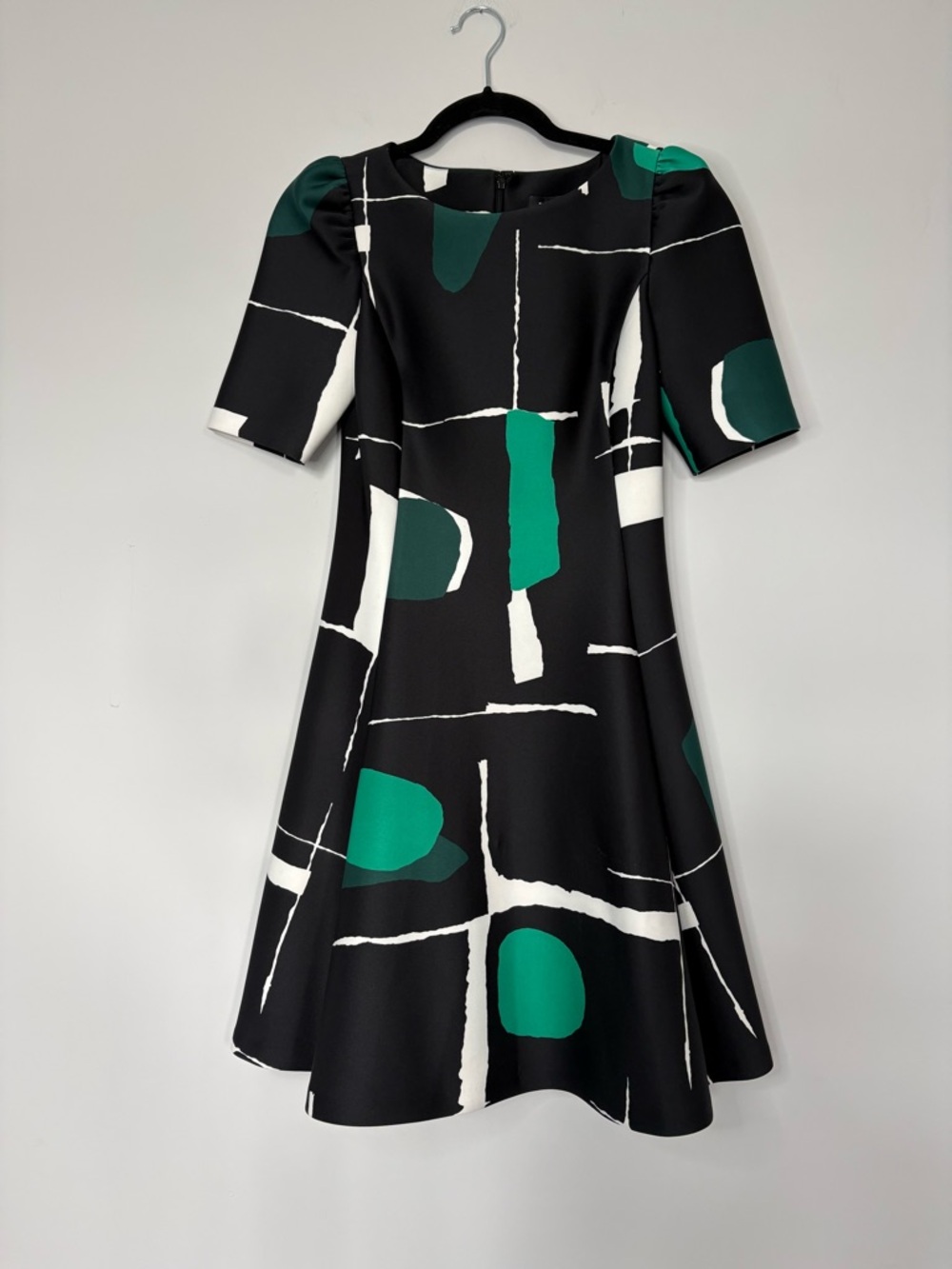 DKNY Floral Scuba Dress 3/4 Sleeves Graphic Print Cocktail Dress Size 2 Flare
